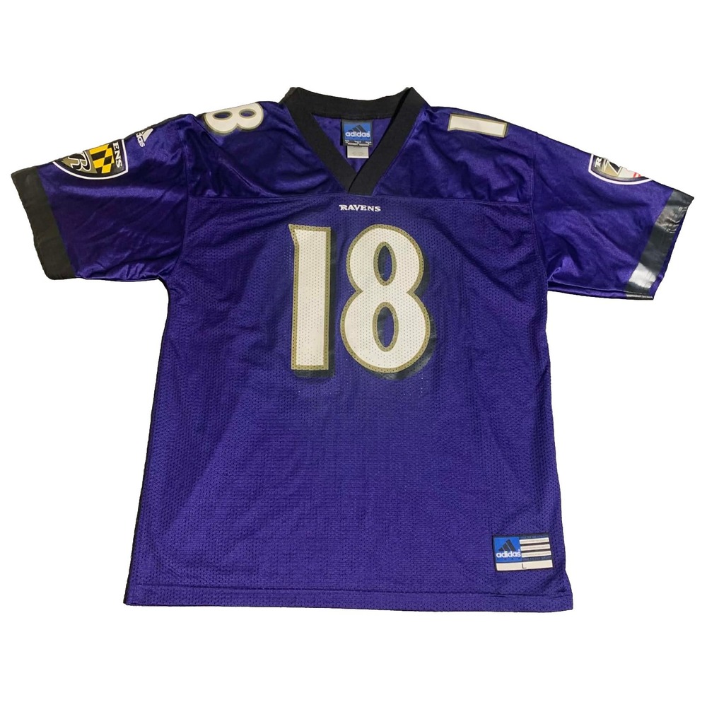 Vintage Baltimore Ravens Elvis Grbac #18 Jersey Men Large Purple NFL Logo Adidas